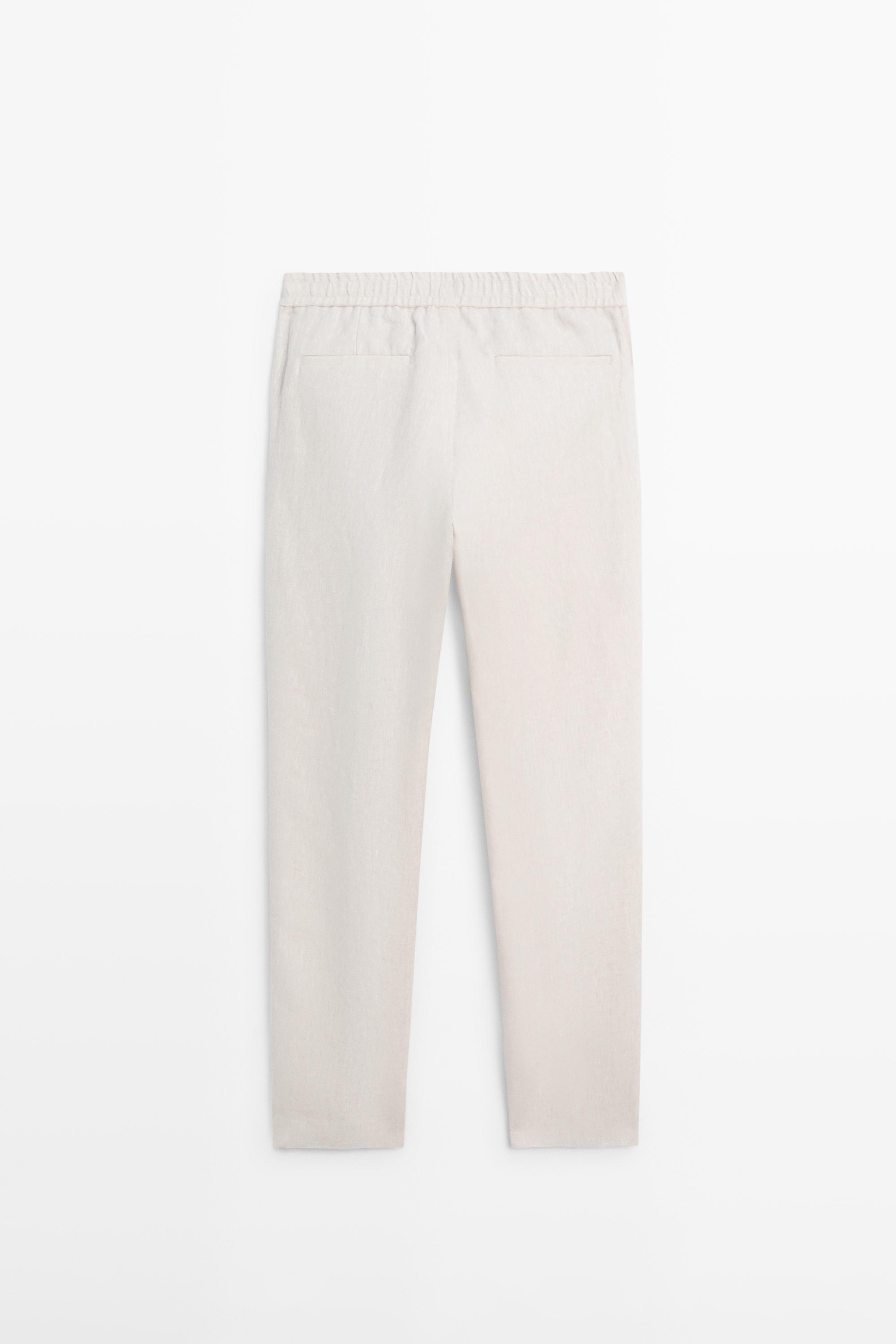 Linen jogger fit trousers